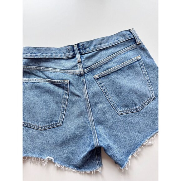 AGOLDE Parker Long Skywave High Rise Denim Cut Off Shorts, Size 30 - Picture 10 of 13